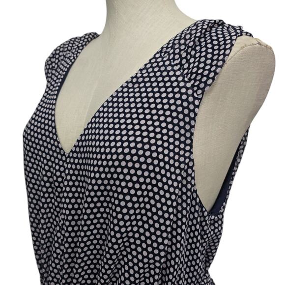 AVEC LES FILLES Navy Blush Polka Dot Flounce‎ Tiered Ruffle Maxi Dress Size 14 - Picture 8 of 10